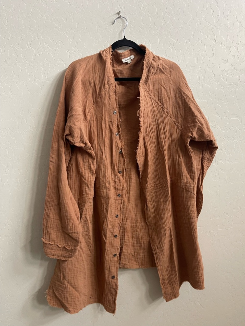 Oli & Hali Rust Orange Button-Down Gauze Shirt